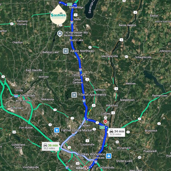 Albany to Sashies (image from Google maps)