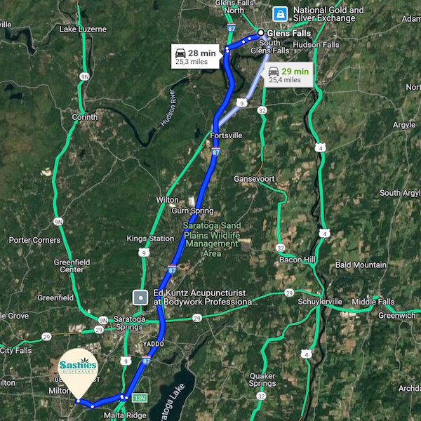 Glens Falls to Sashies (image from Google maps)