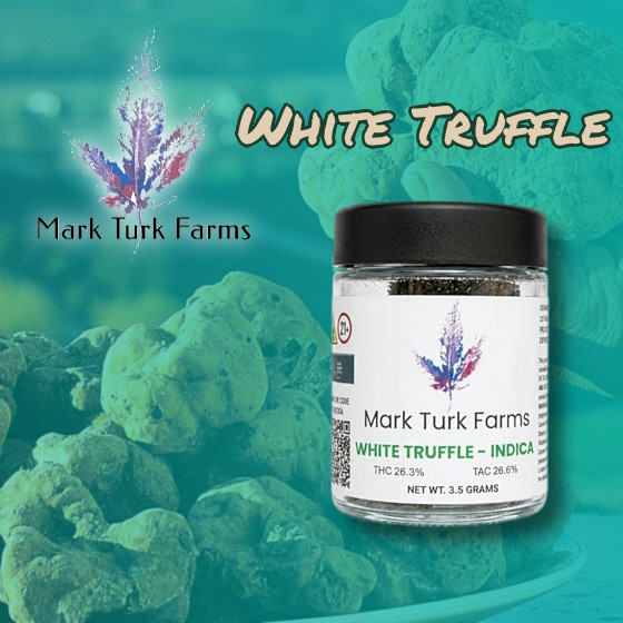 Mark Turk Farms White Truffle indica flower, 3.5 gram jar