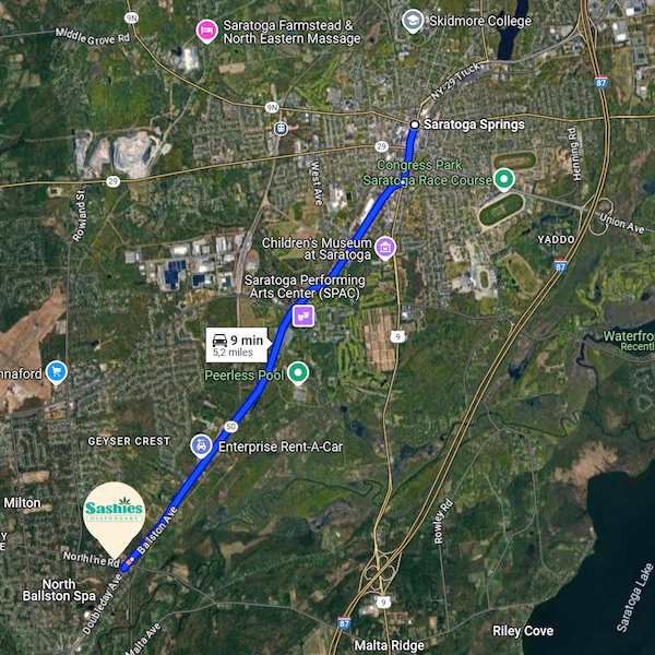 Saratoga Springs to Sashies (image from Google maps)