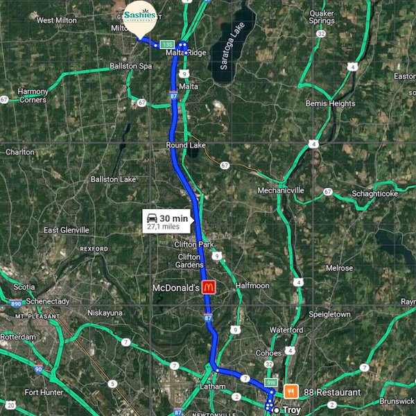 Troy to Sashies (image from Google maps)